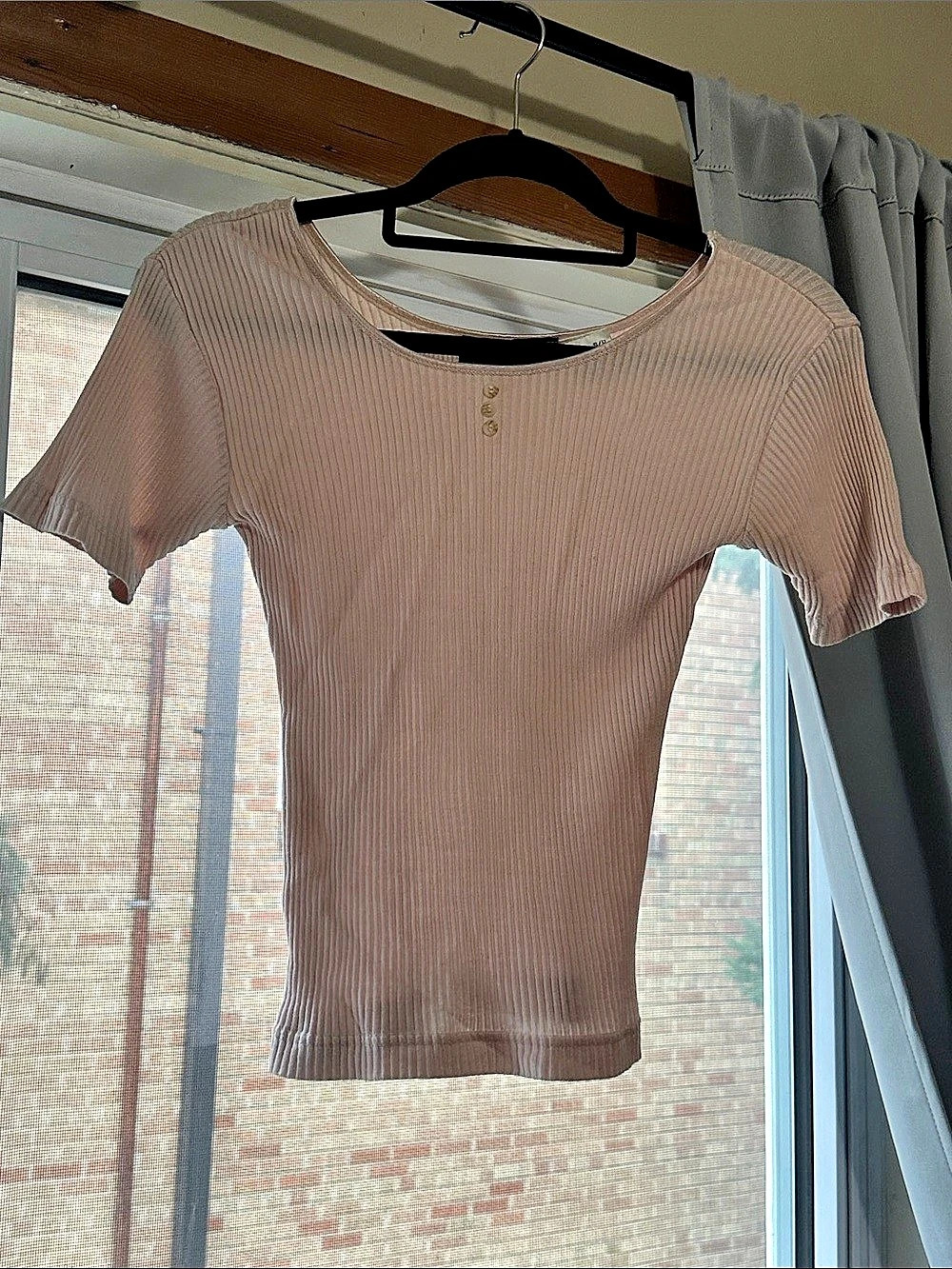 Ribbed Short Sleeve Top in Pink Size Small - Daniel Hechter